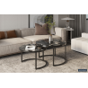Table basse 'Nazaro' set de 2 en composite marbre noir - Élégance moderne