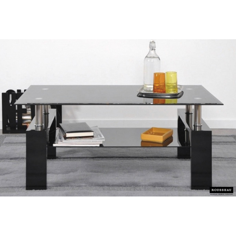 Table basse 'Alana' en noir laqué - Élégance et fonctionnalité