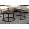 Table basse 'Boston' en verre et marbre noir - Élégance moderne