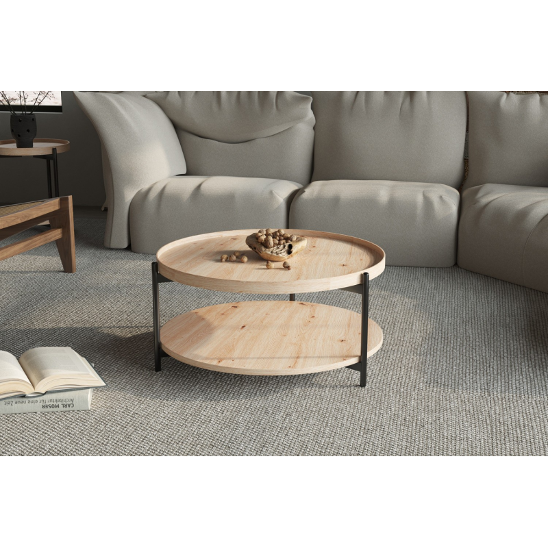 Table basse Dalina 80 cm en chêne vieilli - Élégance moderne