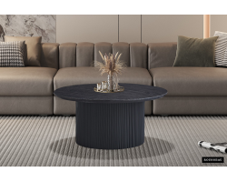 Table basse 'Lagos' 80 cm ronde en MDF brun foncé