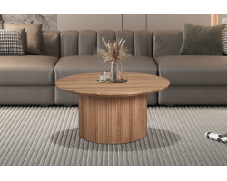 Table basse 'Lagos' 80 cm ronde en décor chêne vieilli - Élégance moderne