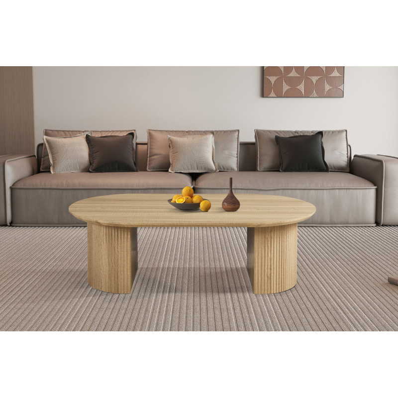 Table basse 'Lagos' 120 cm en décor chêne naturel - Meubles modernes