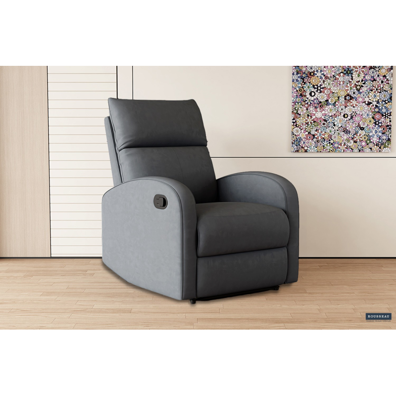 Fauteuil relax 'France' relevable manuel PU Noir - Confort et Élégance