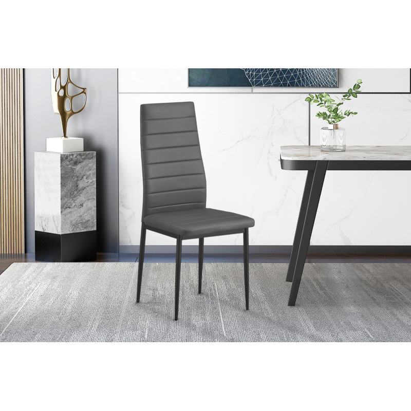 Set de 4 chaises 'Cato/Kenzo' PU Gris - Mobilier Design
