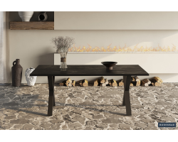 Table 'Elena' 200 cm Rectangulaire Bois de Manguier Noir - Meubles Haut de Gamme