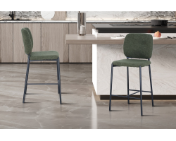 Chaise de comptoir 'Sophia' en tissu vert - Élégance moderne