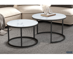 Table basse Boston - Décor Verre Marbre Blanc | Meubles Modernes