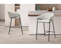Chaise de comptoir 'Hugo' Corduroy Gris clair | Meubles modernes