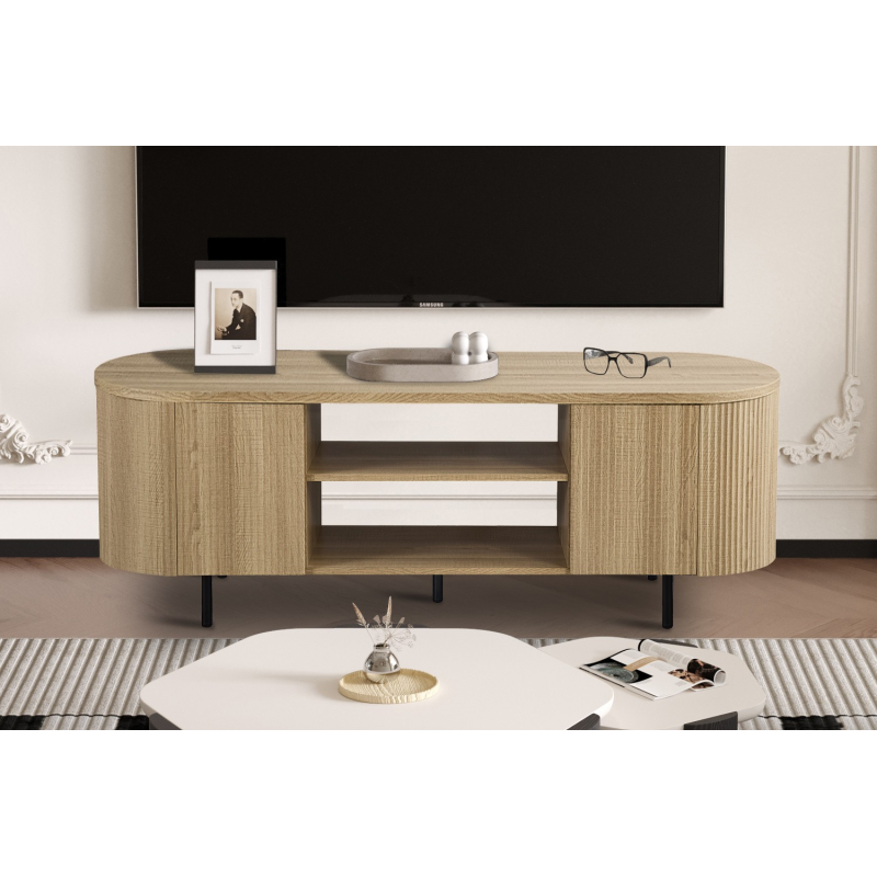 Meuble TV 'Lagos' 160 cm en Chêne Naturel - Élégance et Fonctionnalité
