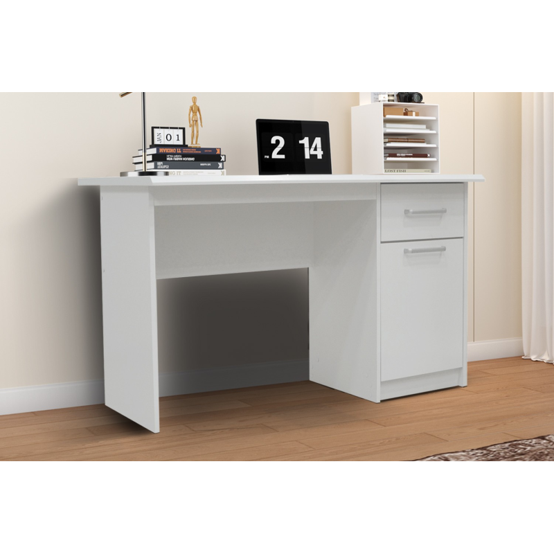 Bureau 'Milou' 1 tiroir 1 porte Blanc - Mobilier moderne et pratique