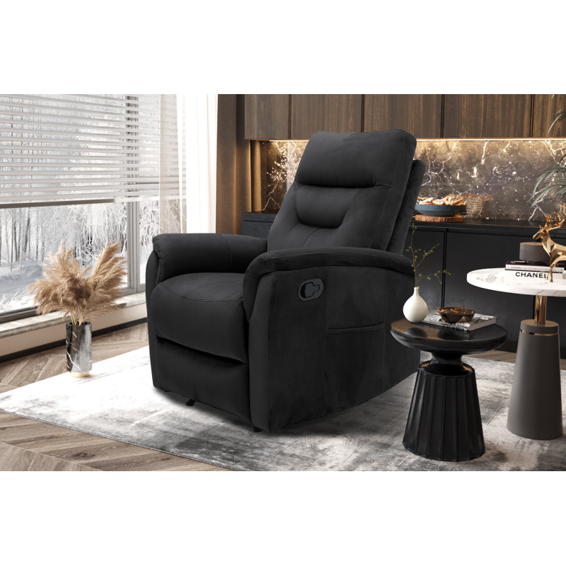 Fauteuil relax 'Breda' relevable manuellement en tissu noir - Meubles