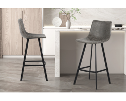 Tabouret de bar Ozan en PU gris - Meubles modernes