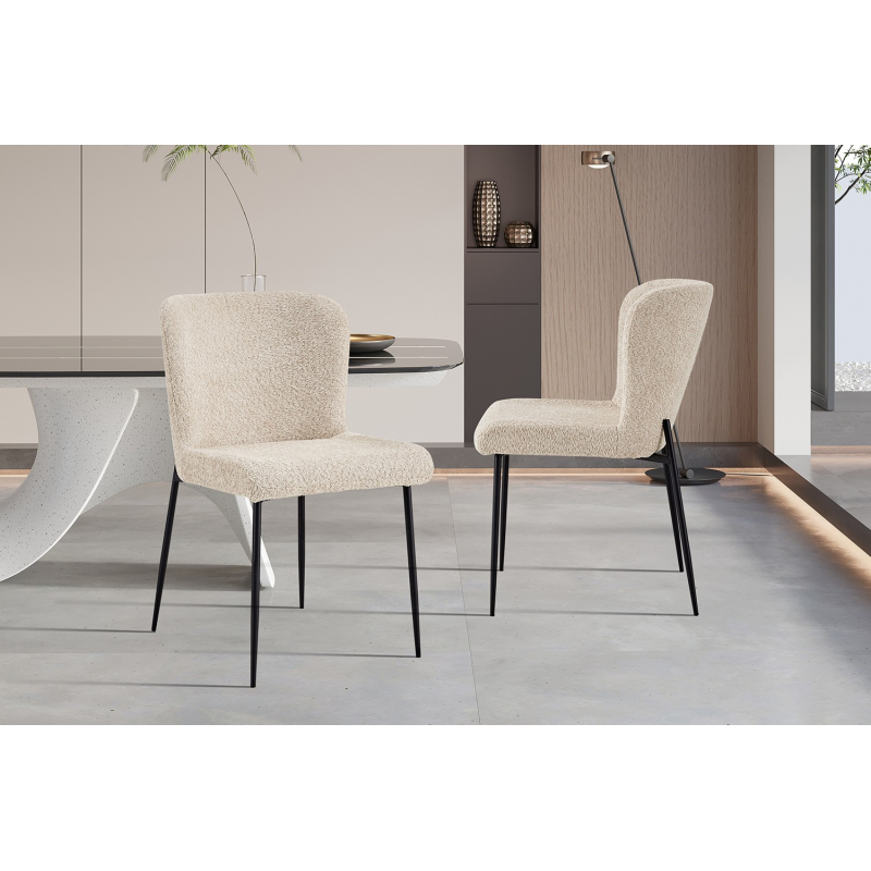 Chaise Lisa en Bouclé Beige - Élégance et Confort pour Votre Intérieur