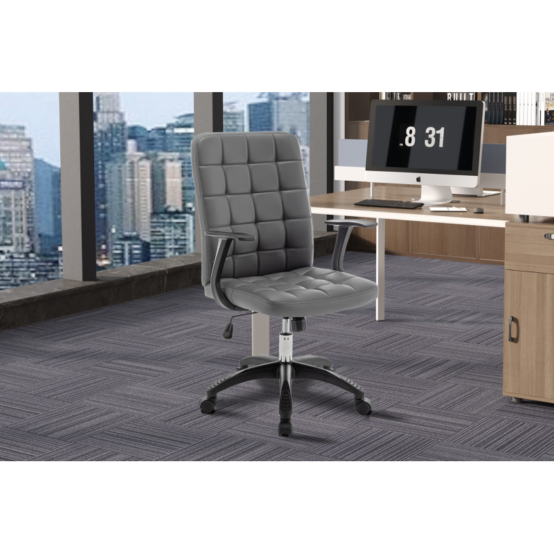 Chaise de bureau Luka en gris PU | Confort et design moderne