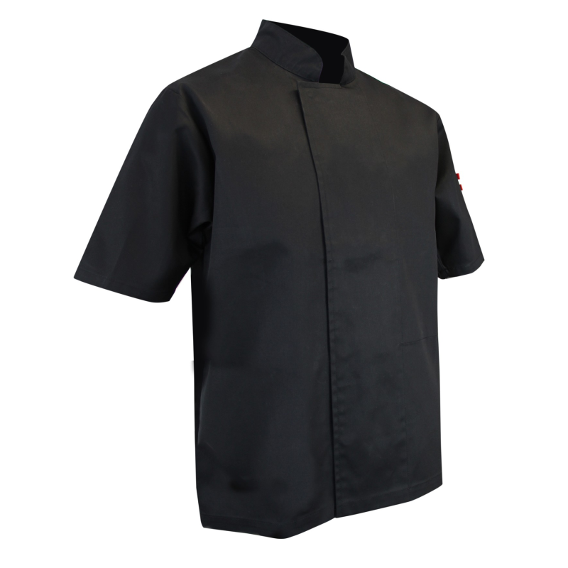 Veste cuisinier noire manches courtes Ecumoire LMA - Élégance et fonctionnalité