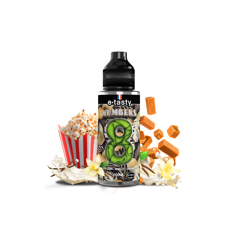 Numbers 8 - E.Tasty 100ml : E-liquide haut de gamme sans nicotine