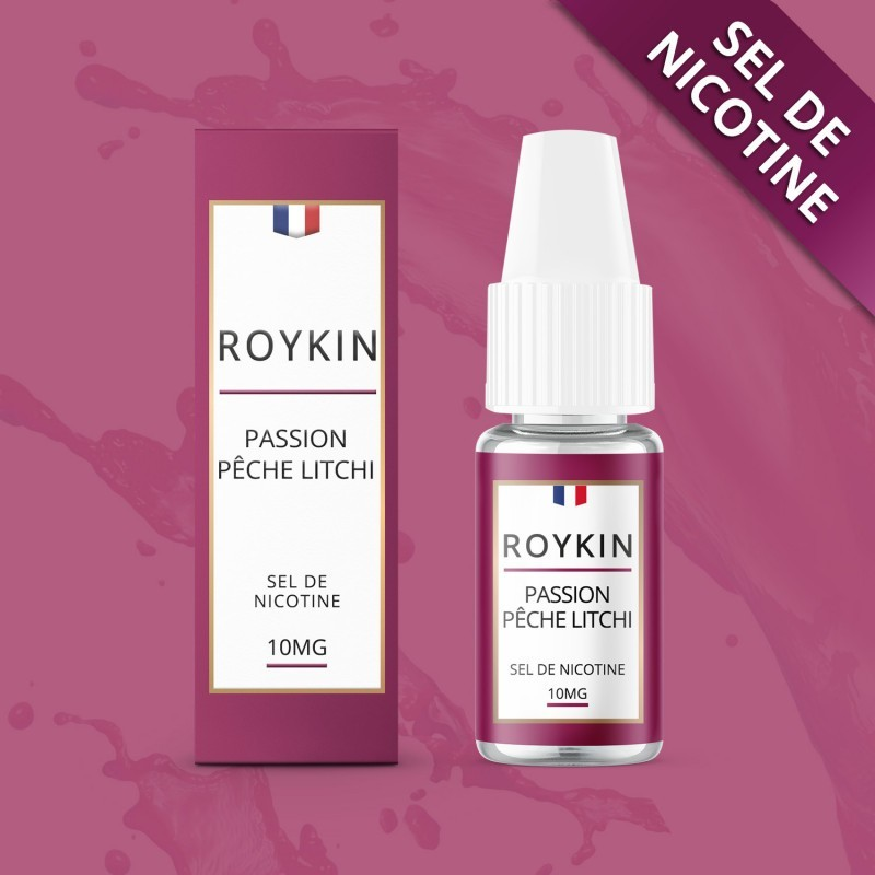 Passion Pêche litchi - Sel de Nicotine - Roykin | E-liquide Premium