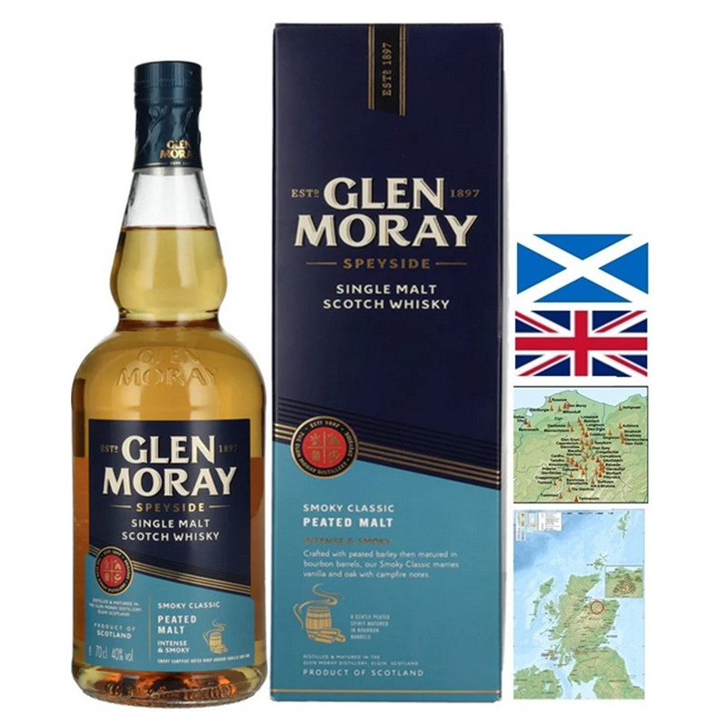 Glen Moray Smoky Classic Peated Malt Speyside 70 cl - Whisky Écossais