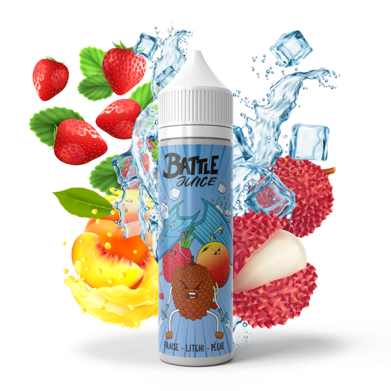 Fraise Litchi Pêche - Battle Juice 50ml | E-liquide Haut de Gamme