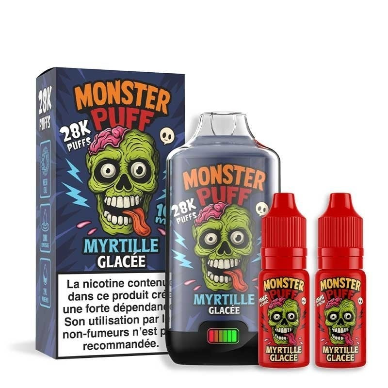 Myrtille Glacée - Monster Puff 28K : Kit Vape Performant et Autonome