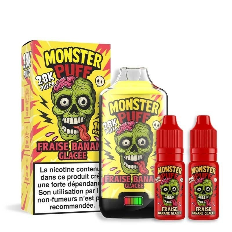Fraise Banane Glacée - Monster Puff 28K | Cigarettes Électroniques