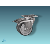 Roulette jumelée pivotante 50 mm - 60 Kg en caoutchouc gris
