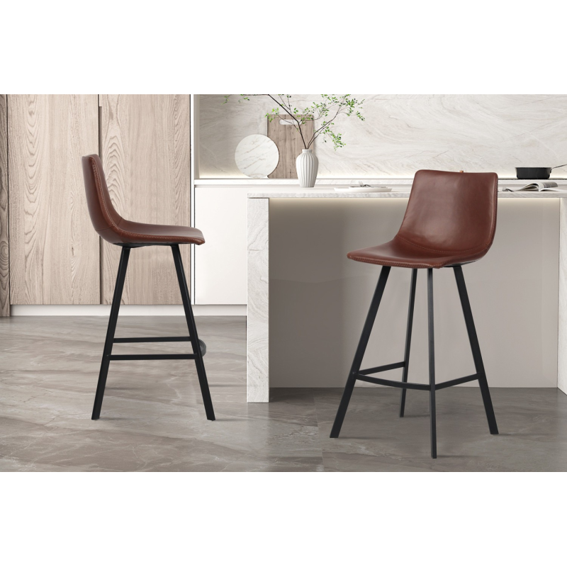 Chaise de comptoir Ozan PU Brun - Élégance et Confort