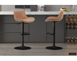 Tabouret de bar Fenna PU Cognac - Style Vintage et Confort