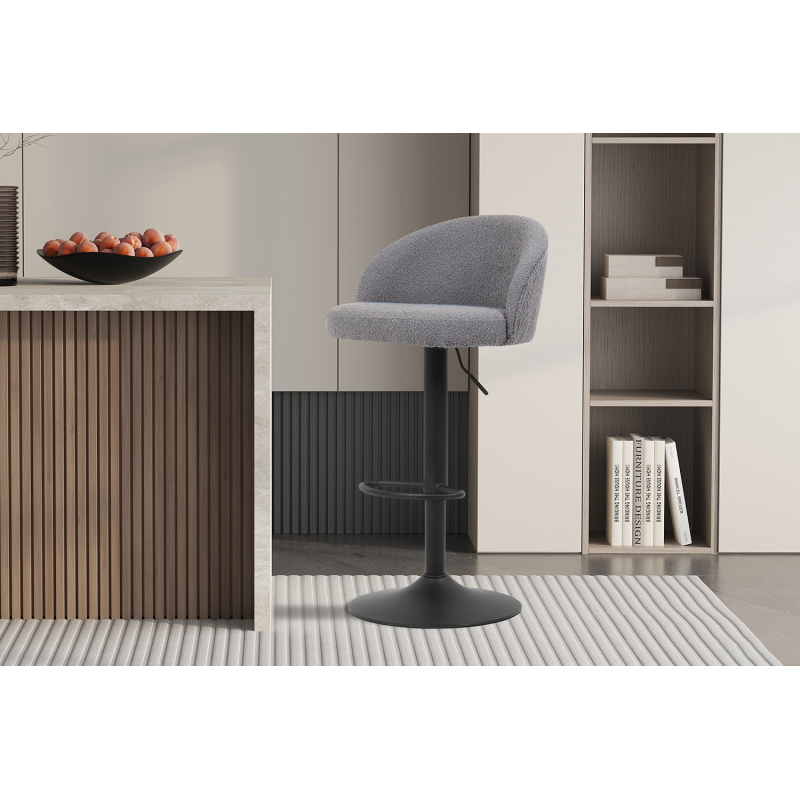 Tabouret de bar 'Arda' Bouclé Gris clair - Confort et Élégance