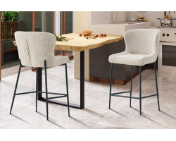 Chaise de comptoir 'Lisa' Bouclé Beige - Élégance et Confort