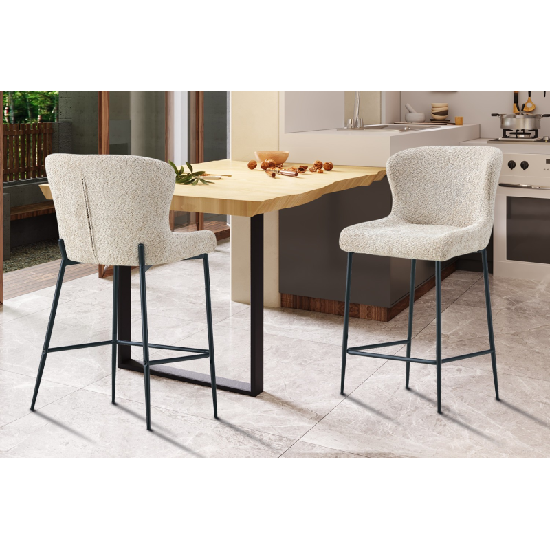 Chaise de comptoir 'Lisa' Bouclé Beige - Élégance et Confort