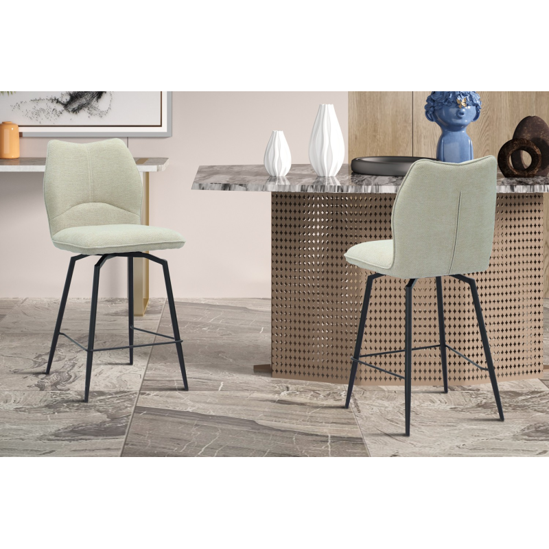 Chaise de comptoir 'Lara' - Tissu Ote Sea 140 Pivotant Écru