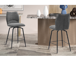 Chaise de comptoir 'Lara' Tissu Ote Sea 456 Pivotant Gris - Élégance et confort