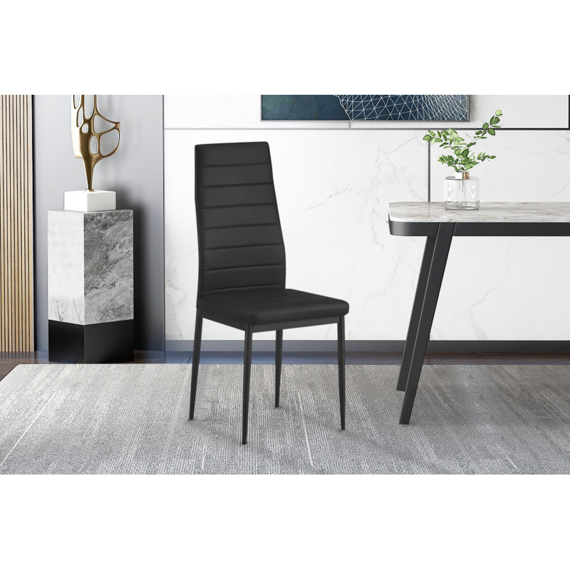 Set de 4 chaises 'Cato/Kenzo' en PU Noir - Élégance et Confort