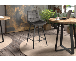 Chaise de comptoir 'Juta' en velours taupe - Élégance et confort