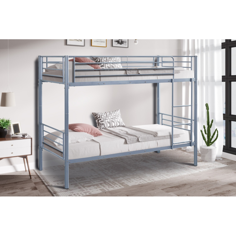 Lit superposé 'Sammy' 90x200 divisible en métal gris clair - Meubles