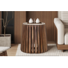 Table d'appoint 'Luuk' 40 cm Bois de manguier avec Travertin Rond Beige